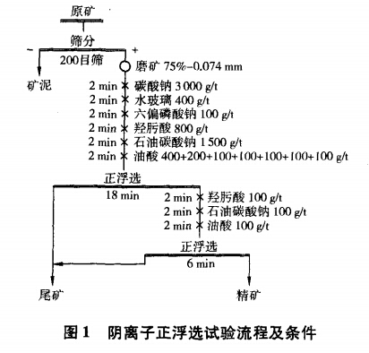 陰離子正浮選試驗(yàn)流程及條件